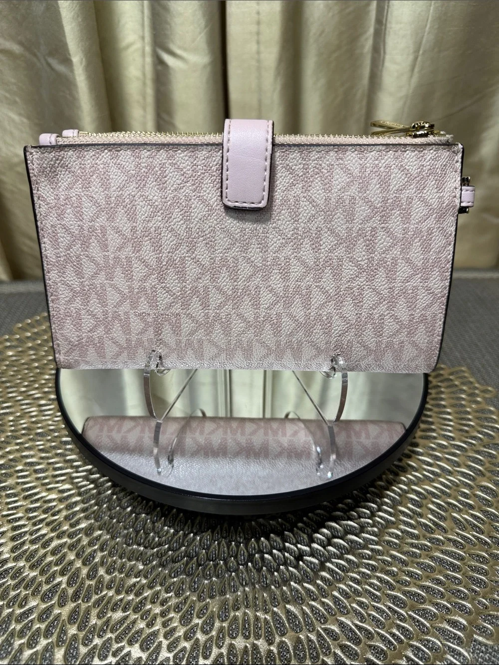 Michael Kors Blush Pink Signature Double Zip Wallet